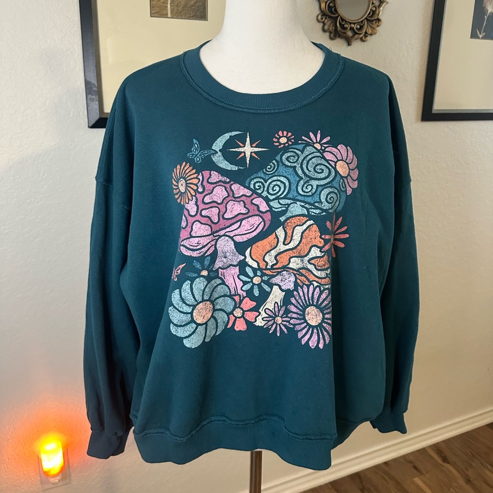 Live Outside Mushroom & Flower Sweatshirt 🌼 - Picture 1 of 6
